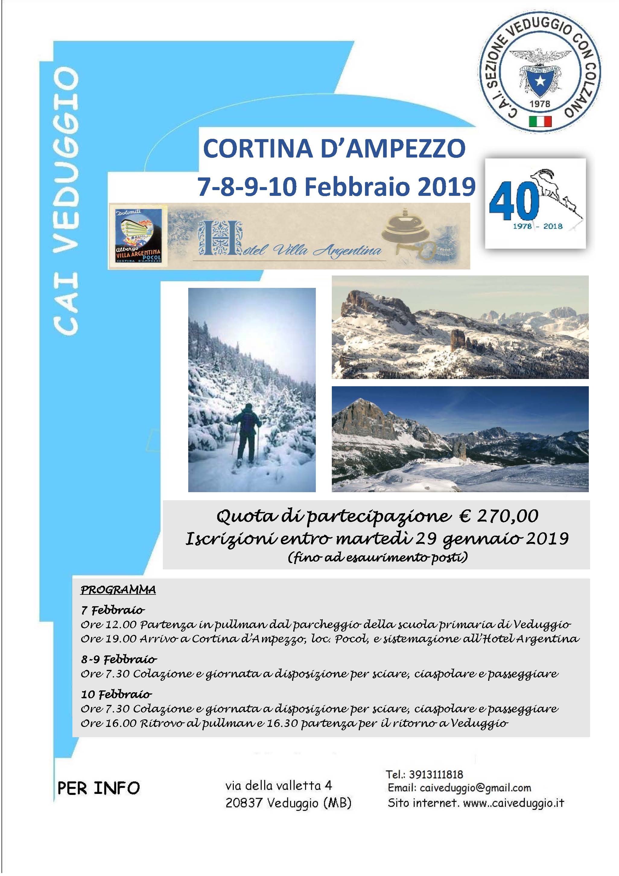 Week end sulla neve – Cortina d’Ampezzo – 7-8-9-10 febbraio 2019