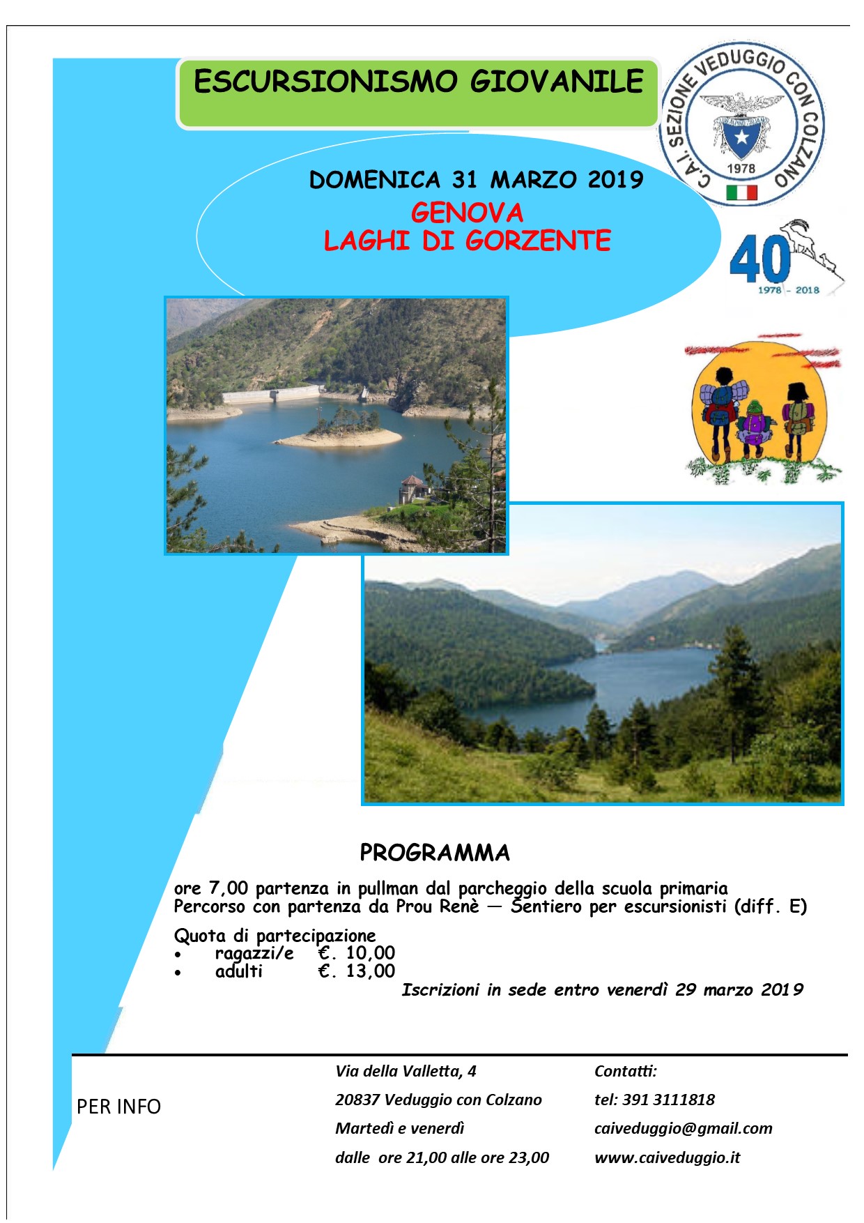 Domenica 31 marzo 2019 – Escursionismo giovanile – Genova/Laghi di Gorzente