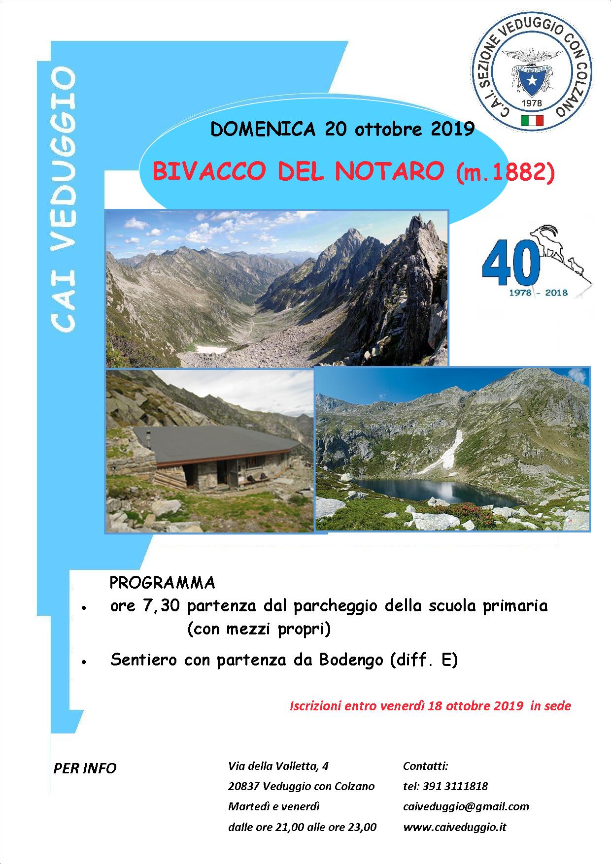 Domenica 20 ottobre 2019 – Bivacco del Notaro (Val Bodengo)