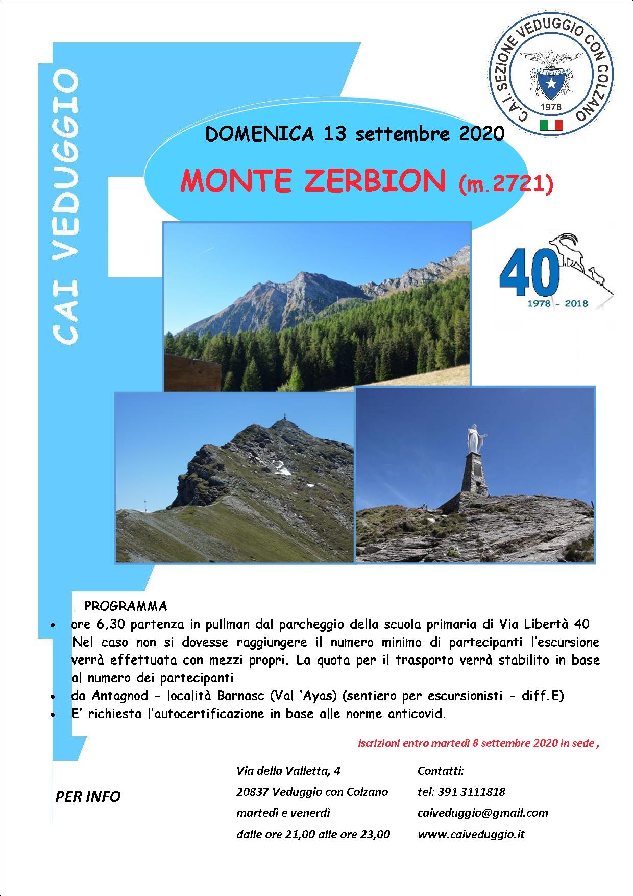 Domenica 13 settembre 2020 – Monte Zerbion (m.2721)