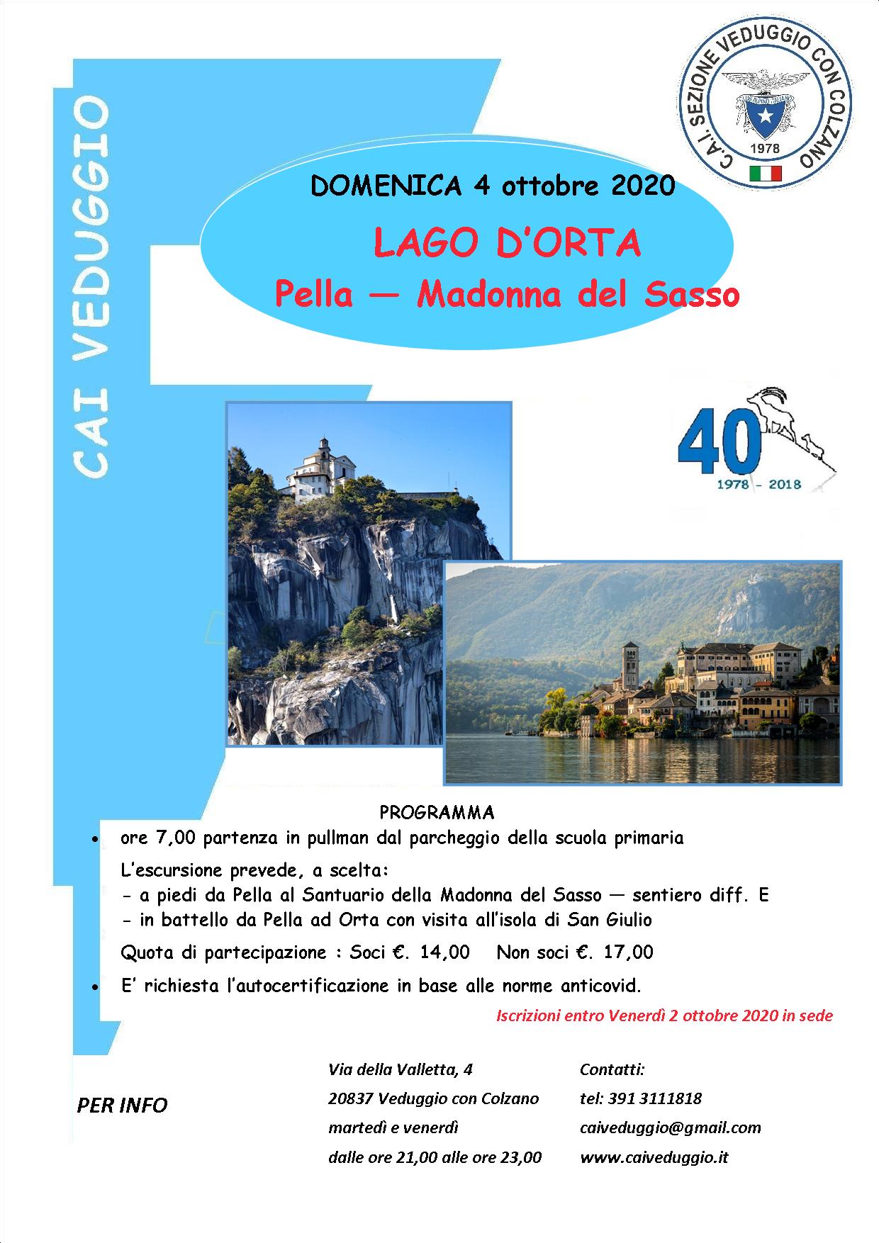 Domenica 4 ottobre 2020 – Lago d’Orta – Pella/Madonna del Sasso
