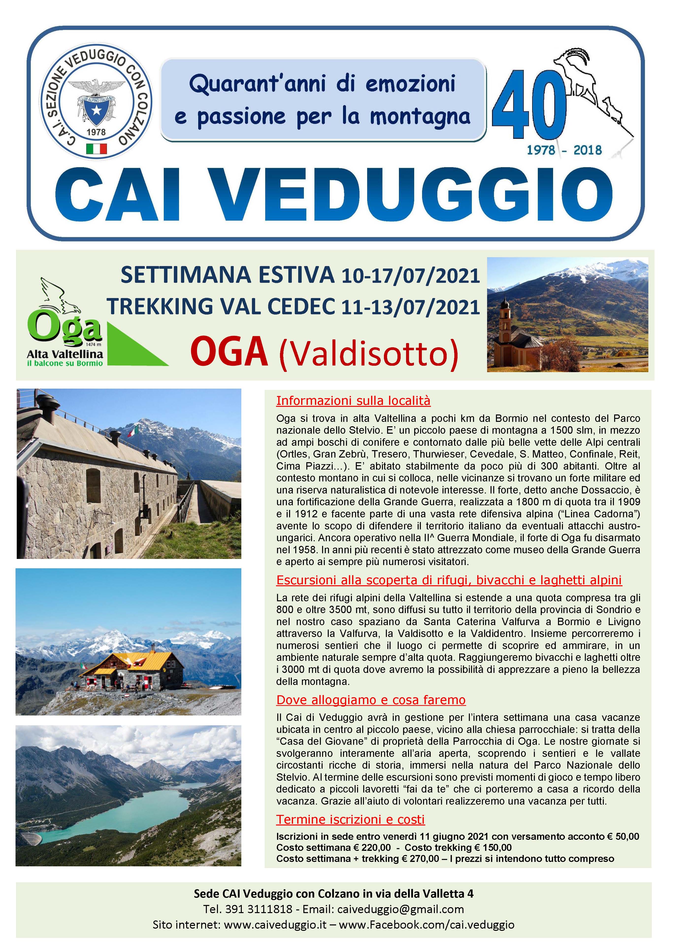 10-17 luglio 2021 – OGA (Valdisotto) – Settimana estiva di alpinismo giovanile