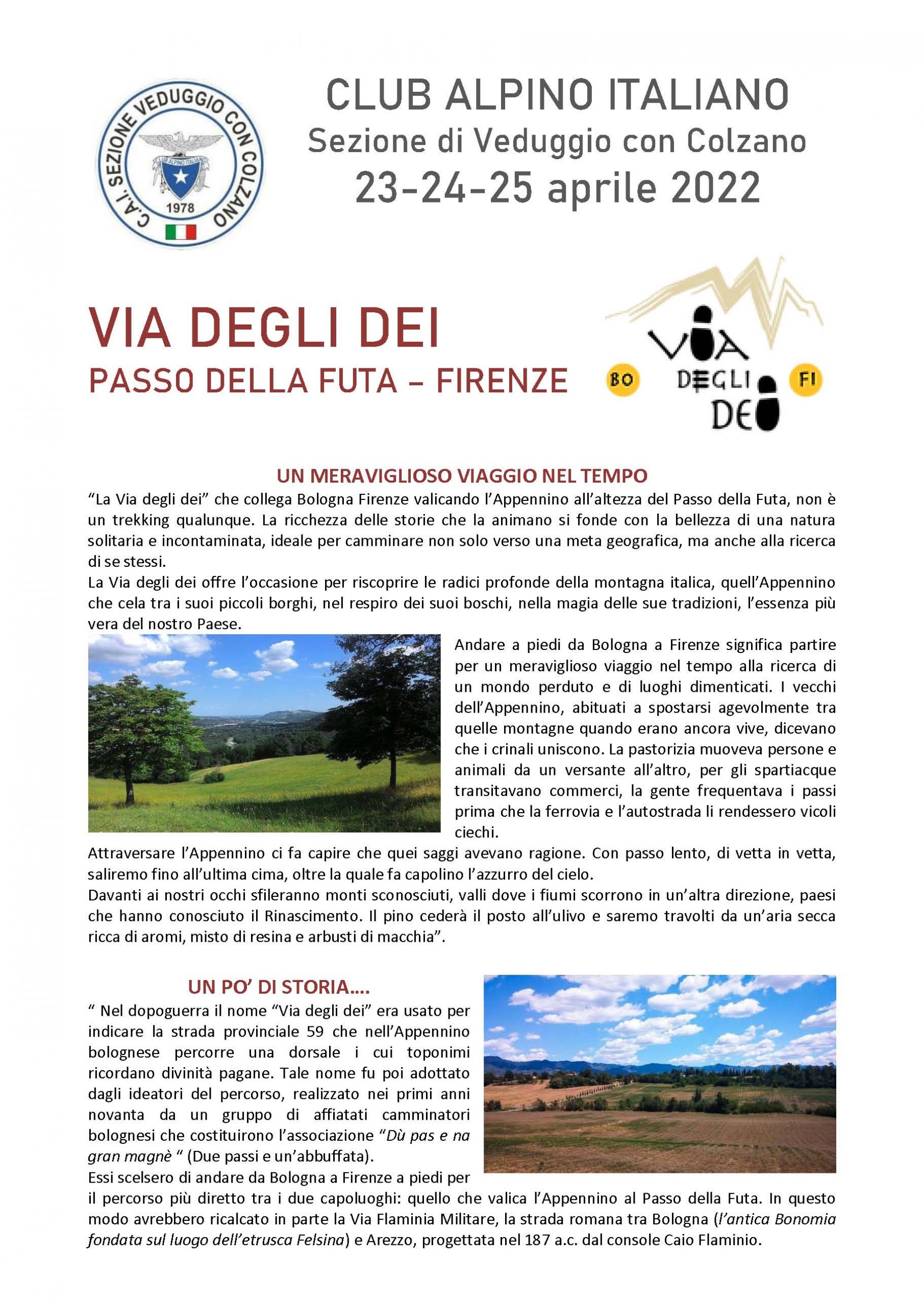 Piccola guida alla Via degli dei – Passo della Futa/Firenze – 23/24/25 aprile 2022