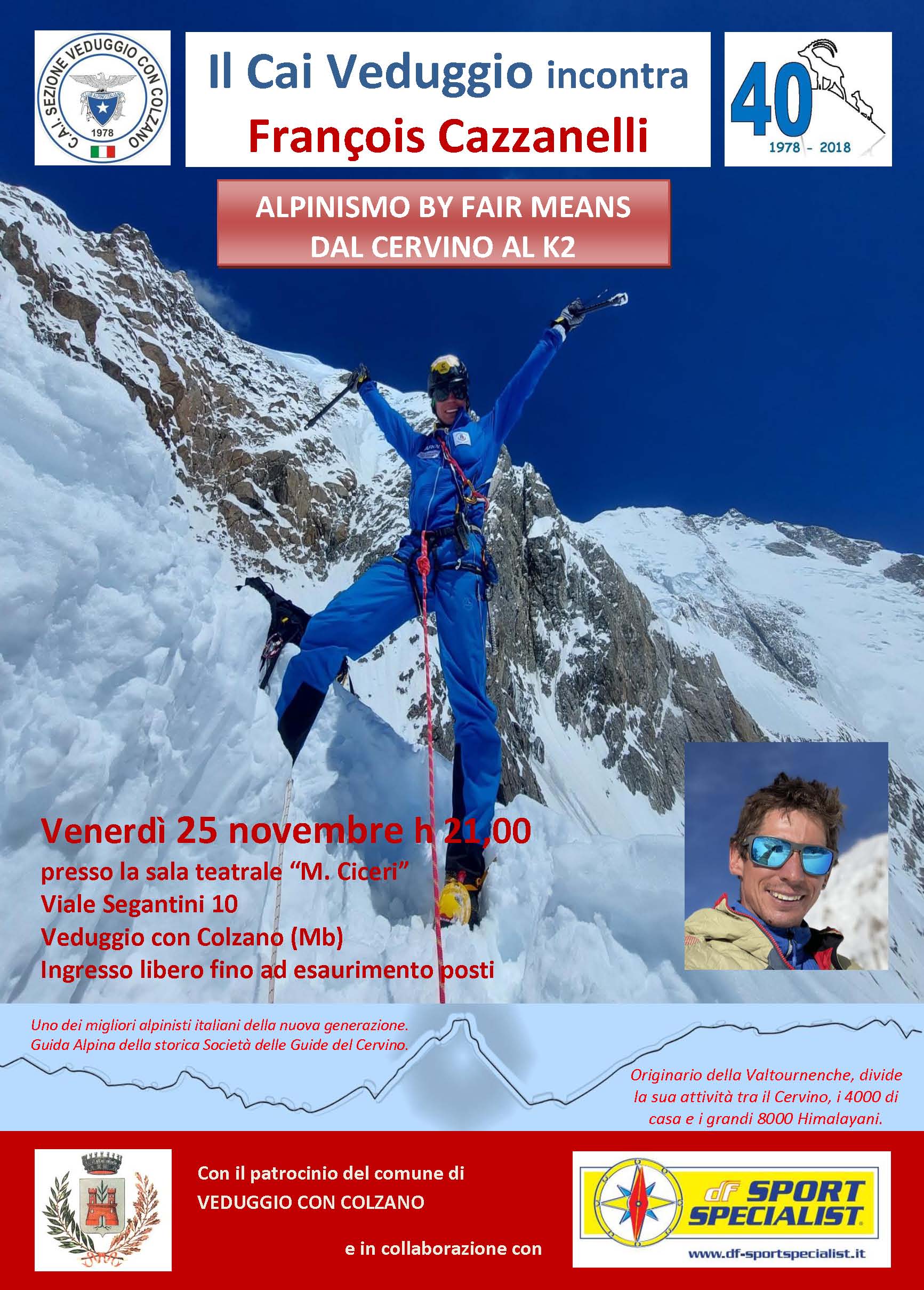 Venerdì 25 novembre 2022 – Incontro con l’alpinista Francois Cazzanelli