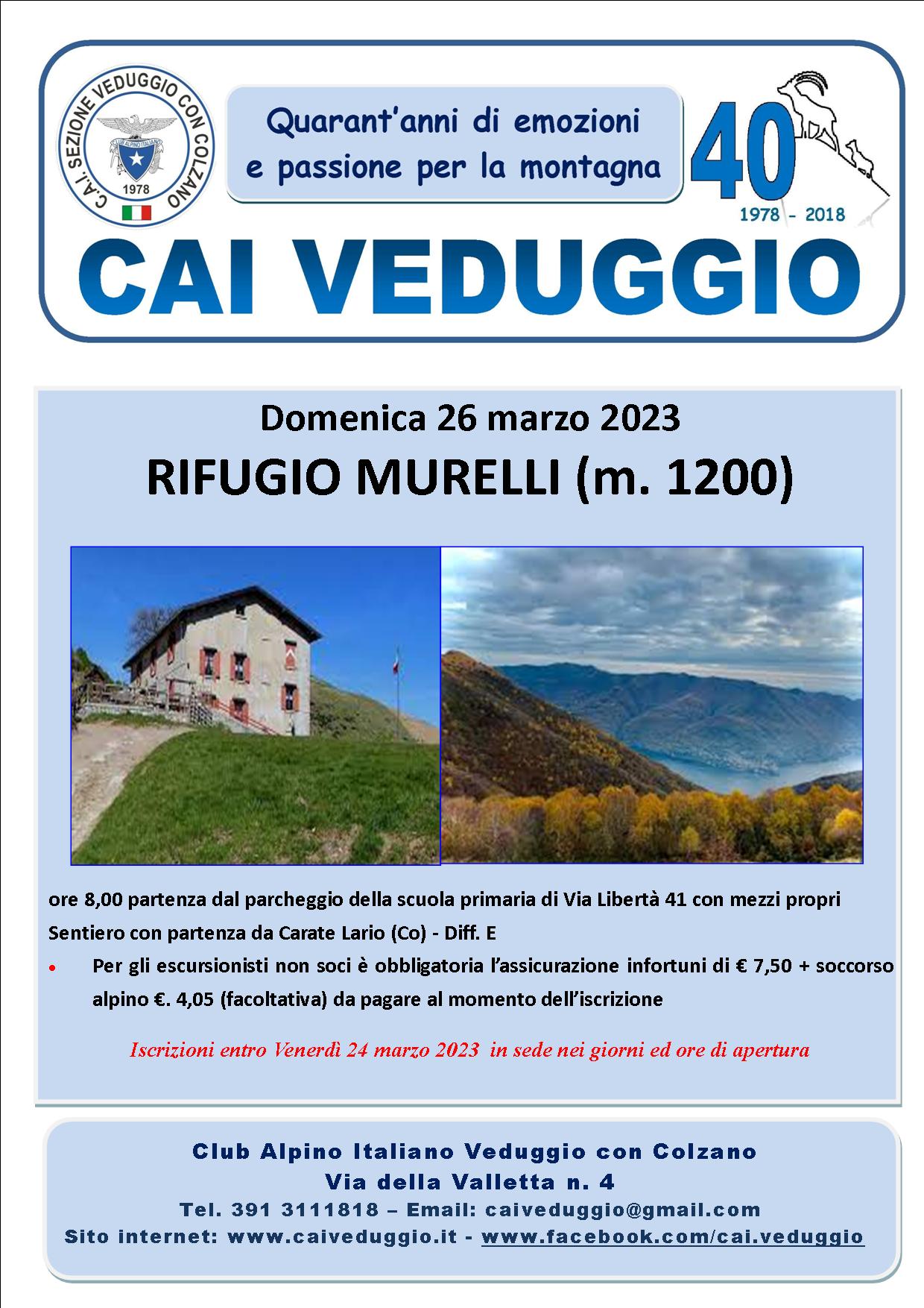 Domenica 26 marzo 2023 – Rifugio Murelli