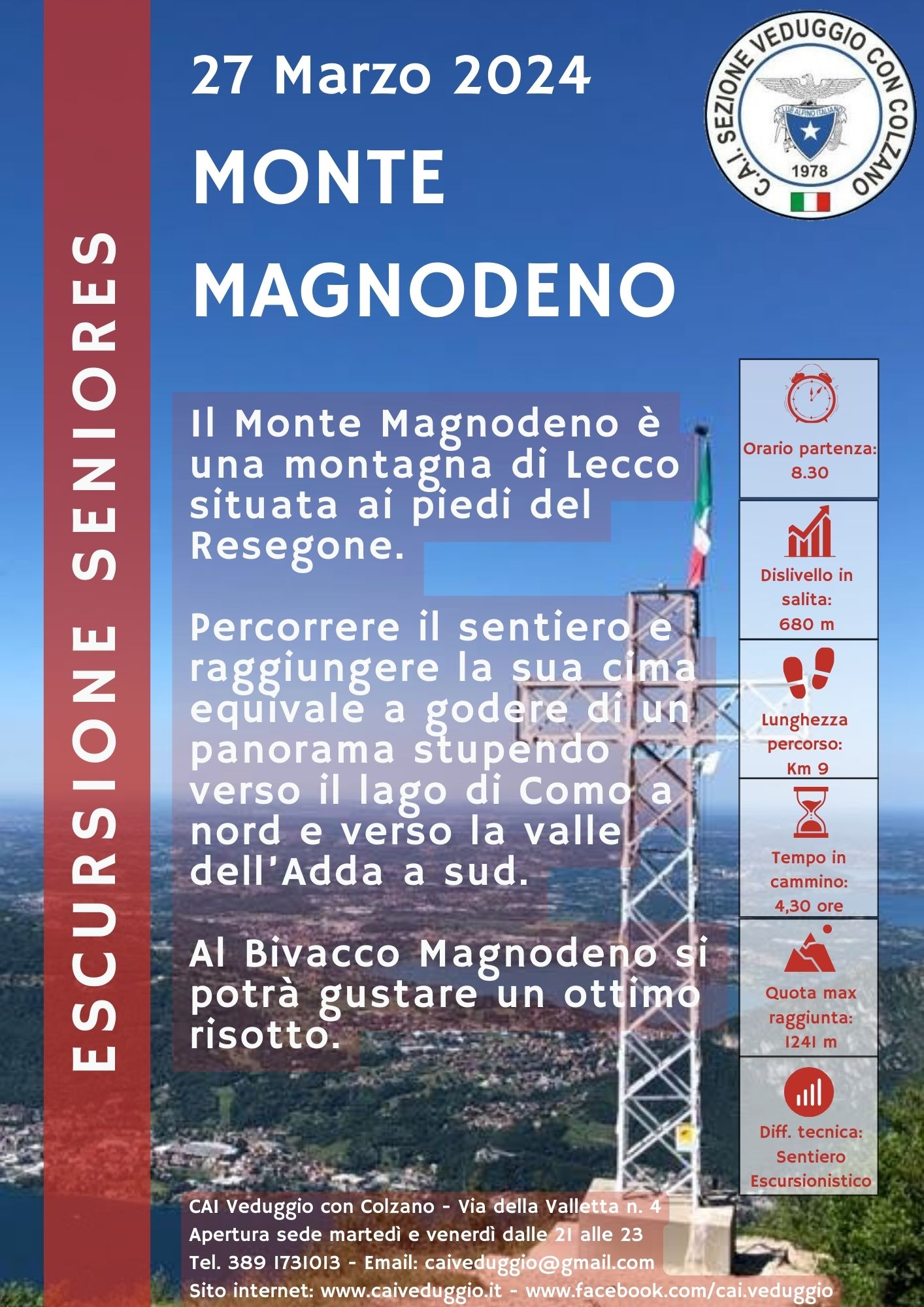 Mercoledì 27 marzo 2024 – Monte Magnodeno – Gruppo Seniores