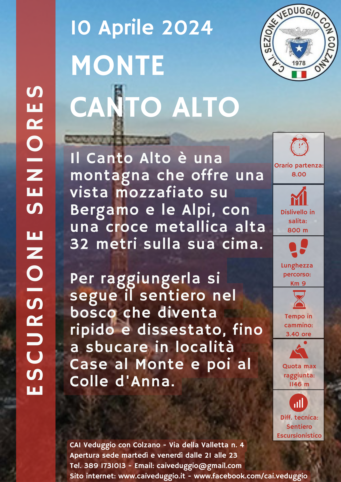 Mercoledì 10 aprile 2024 – Monte Canto Alto (Gruppo Seniores)