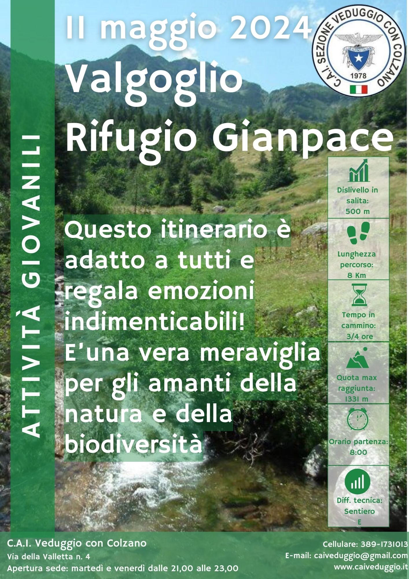 Sabato 11 maggio 2024 – Rifugio Gianpace – Valgoglio (Bimbi in cammino)