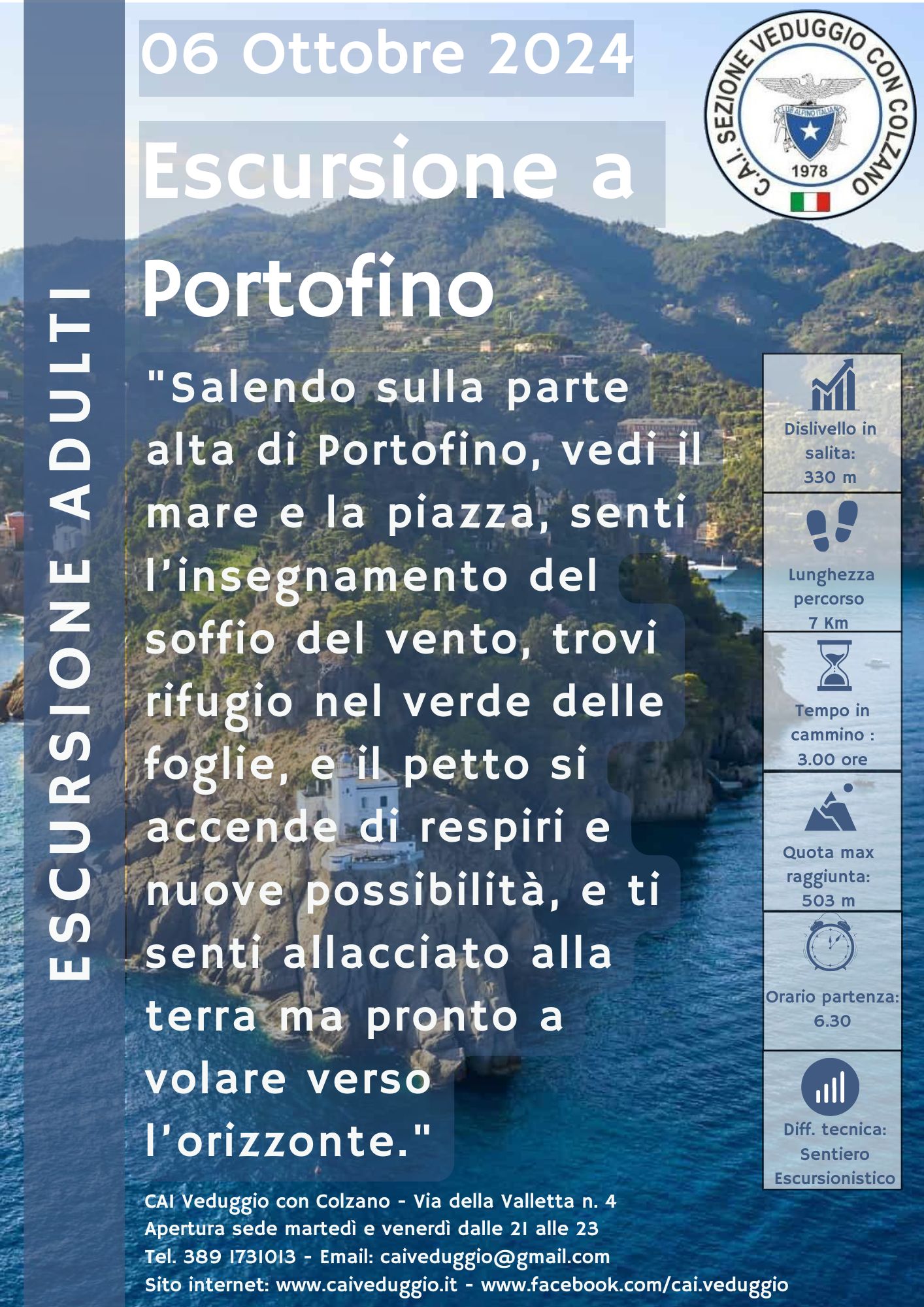 Domenica 6 ottobre 2024 – Escursione a Portofino